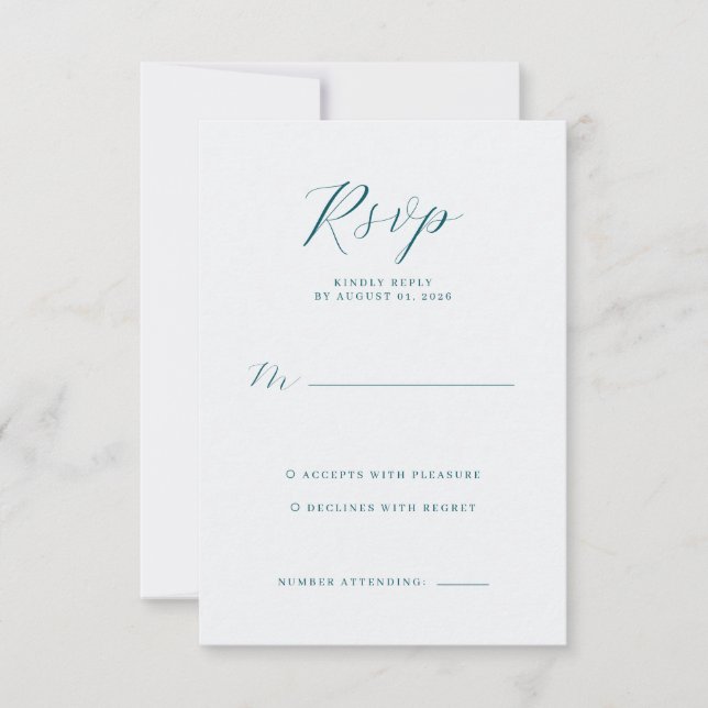 Elegant Mint RSVP Card (Front)