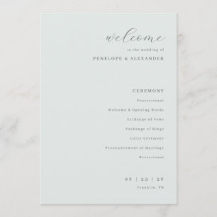 Elegant Mint Wedding Ceremony Programme