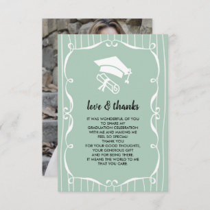Elegant Mint White Graduation Thank You Photo Card