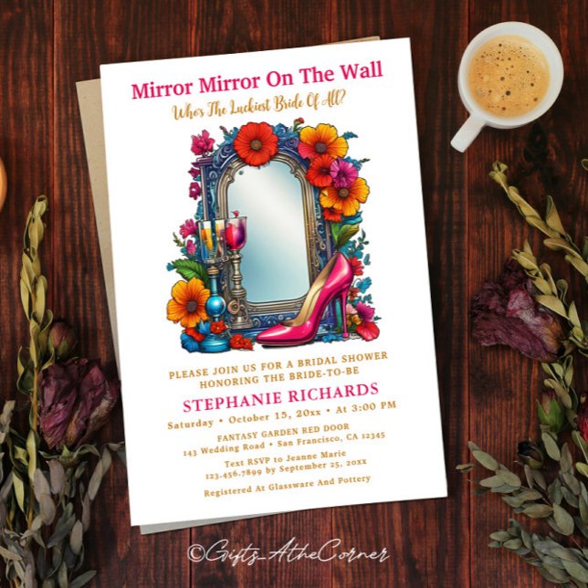 Elegant Mirror Shoe Floral Bridal Shower Invitation (Creator Uploaded)