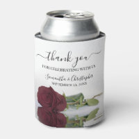 Elegant Mirrored Burgundy Rose Wedding Thank You