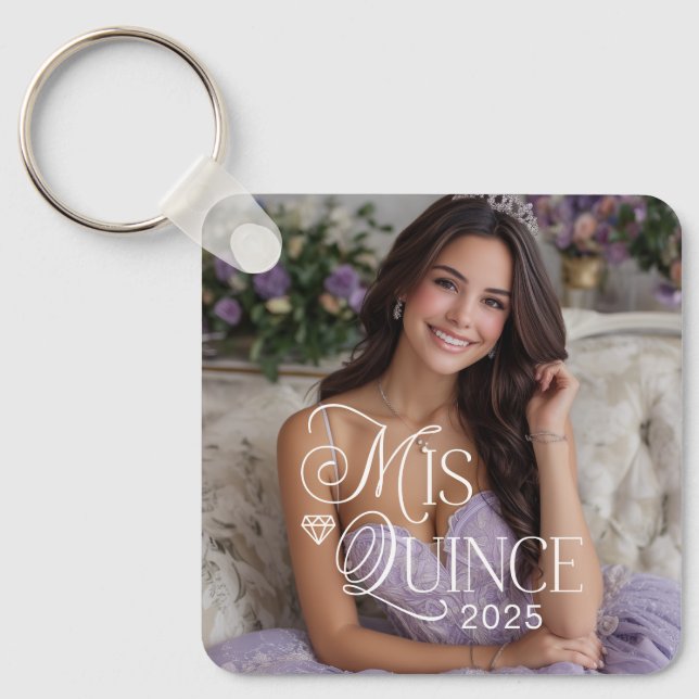 Elegant Mis Quince Quinceañera Photo  Key Ring (Front)