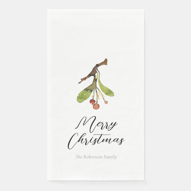 Elegant Mistletoe Christmas Napkin (Front)