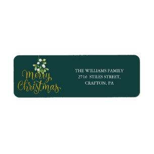 Elegant Mistletoe Merry Christmas Return Address