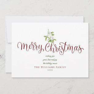 Elegant Mistletoe Script Merry Christmas Photo Holiday Card