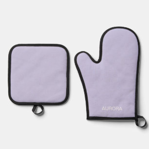 Elegant Misty Lilac Personalised Name -  Oven Mitt & Pot Holder Set