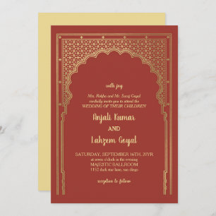 Elegant Misty Rose Indian Gateway Wedding Invitation