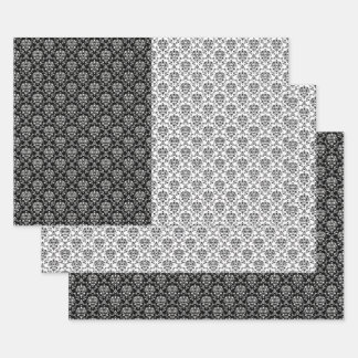 Elegant Mixed Black and White Damask Wrapping Paper Sheet