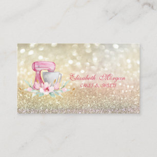 Elegant Mixer Flowers Bokeh Bakery  Business Card