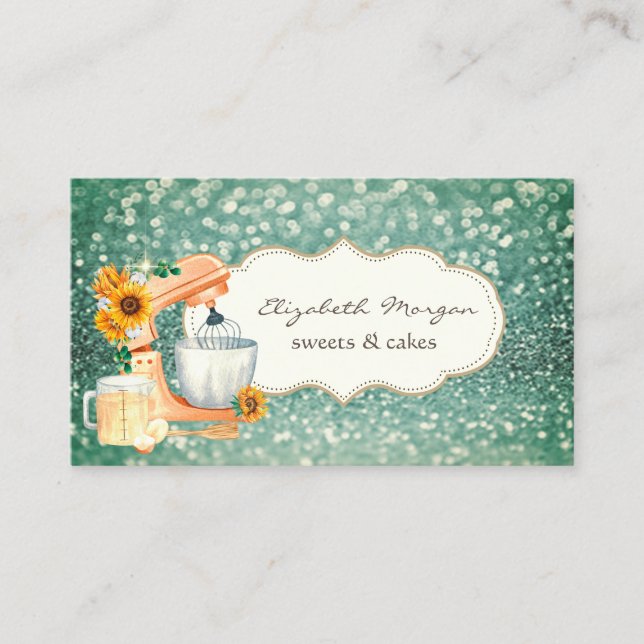 Elegant Mixer Sunflowers Bokeh  Business Card (Front)