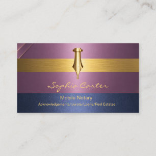 Elegant Mobile Notary Gold Fountain Pen Business Card