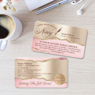 Elegant Mobile Notary & Loan Signing Agent Law Business Card