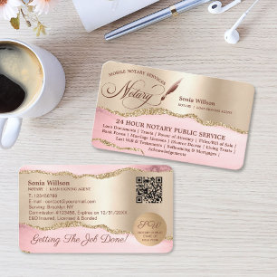 Elegant Mobile Notary & Loan Signing Agent QR Code Business Card
