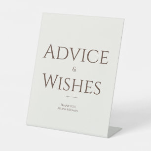 Elegant Mocha Advice & Wishes Minimalist Wedding  Pedestal Sign