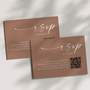 Elegant Mocha Mousse QR Code Wedding RSVP Card