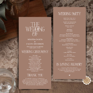 Elegant Mocha Mousse Typography Wedding Program Programme