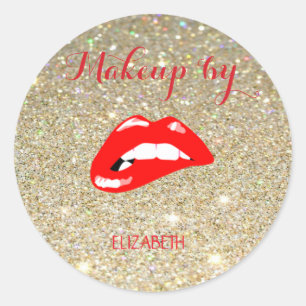 Elegant Moder Girly,Glittery,Red Lips Classic Round Sticker