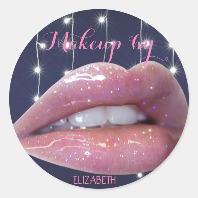 Elegant Moder Girly,Makeup artist,Lips Classic Round Sticker (Front)