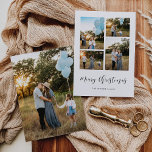Elegant Moder Merry Christmas 5 Photo Holiday Card<br><div class="desc">Merry Christmas card: a contemporary design,  with an elegant typography and 5 family pictures to add.</div>
