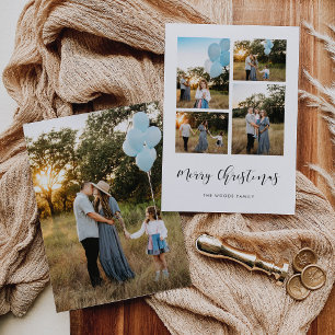 Elegant Moder Merry Christmas 5 Photo Holiday Card