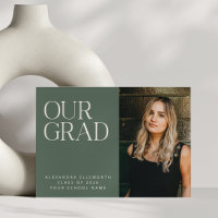 Elegant Modern 2 Photo Dark Sage Simple Graduation