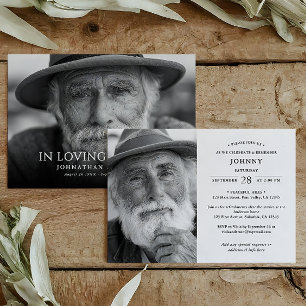 Elegant Modern 2-Photo Funeral/Memorial Service Invitation