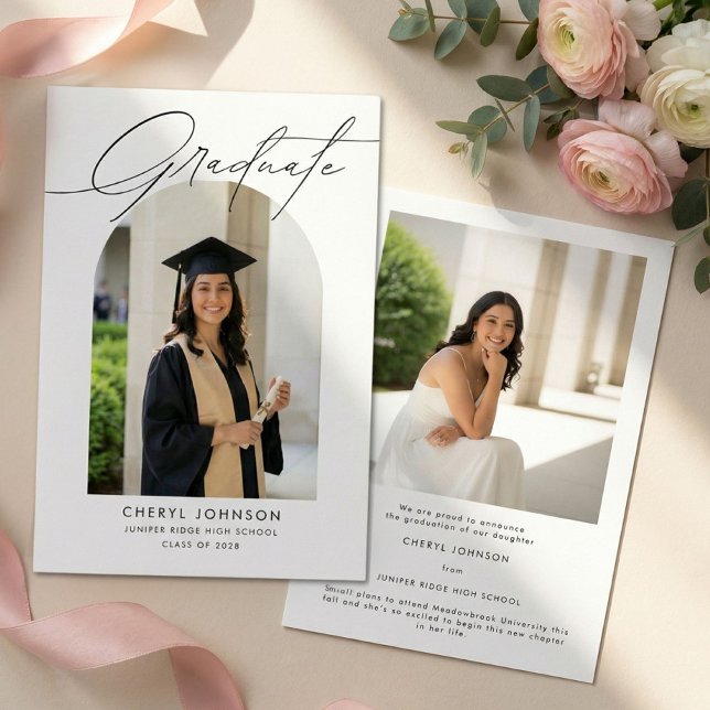 Elegant Modern 2 Photo Graduation Announcement (Creator Uploaded)