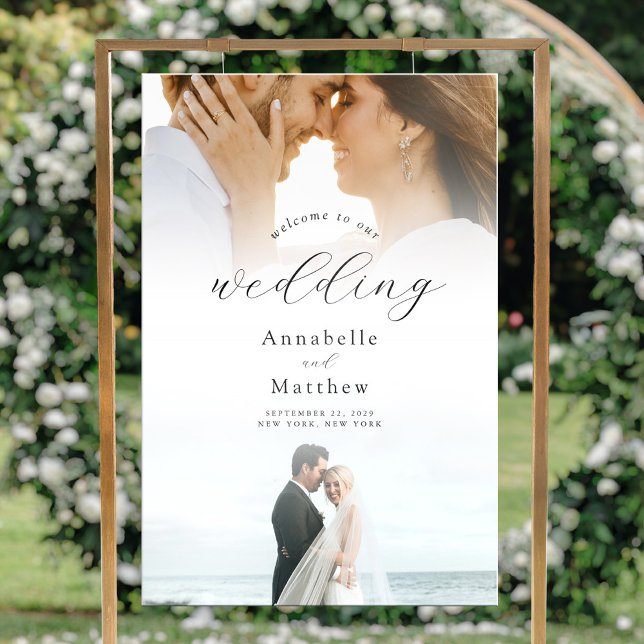 Elegant Modern 2 Photo Wedding Welcome Acrylic Sign (Creator Uploaded)