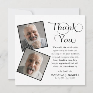 Elegant Modern 3 Photo Memorial Funeral Thank You Card