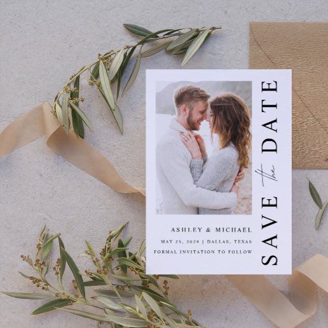 Elegant Modern 4 Photo Wedding Save The Date (Save Your Date in Style! Elegant & Personalizable Wedding Card. 💍💌 [Add Details])