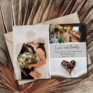Elegant Modern 4 Photo Wedding Thank You 