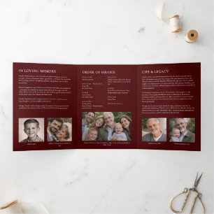Elegant Modern 7-Photo Celebration of Life Funeral Tri-Fold Programme