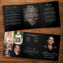 Elegant Modern 8-Photo Funeral/Memorial Service Tri-Fold Programme