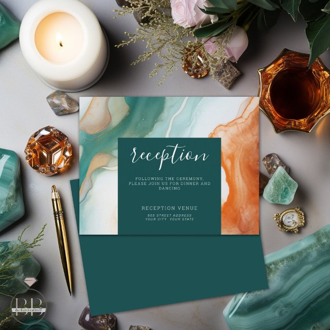 Elegant Modern Abstract Agate  Jade Terracotta Enclosure Card (Creator Uploaded)