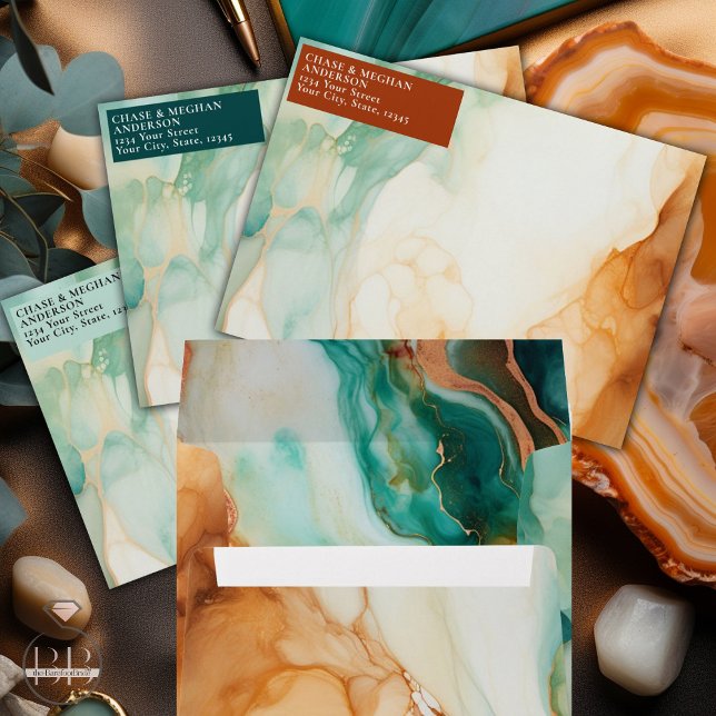 Elegant Modern Abstract Agate Terracotta Envelope (Creator Uploaded)