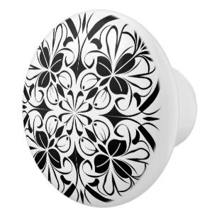 Elegant Modern Abstract Black White Pattern  Ceramic Knob