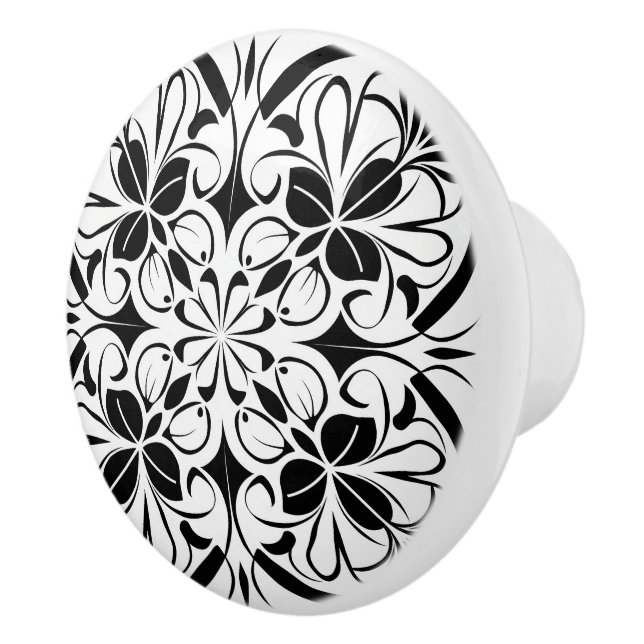 Elegant Modern Abstract Black White Pattern  Ceramic Knob (Right)