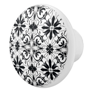 Elegant Modern Abstract Black White Pattern Ceramic Knob