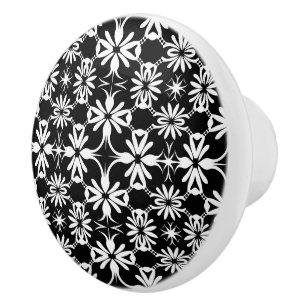 Elegant Modern Abstract Black White Pattern  Ceramic Knob
