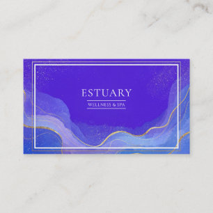 Elegant Modern Abstract Blue Gold Wave Glitter Business Card