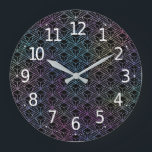 Elegant Modern Abstract Colourful Art Deco Pattern Large Clock<br><div class="desc">For further customisation, please click the "Customise" button and use our design tool to modify this template. If the options are available, you may change text and image by simply clicking on "Edit/Remove Text or Image Here" and add your own. If you wish to have this design added to a...</div>