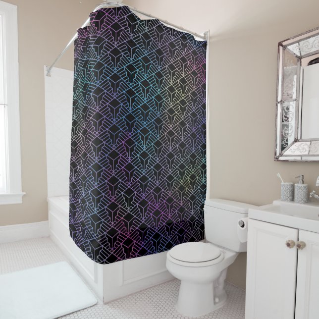 Elegant Modern Abstract Colourful Art Deco Pattern Shower Curtain (In Situ)
