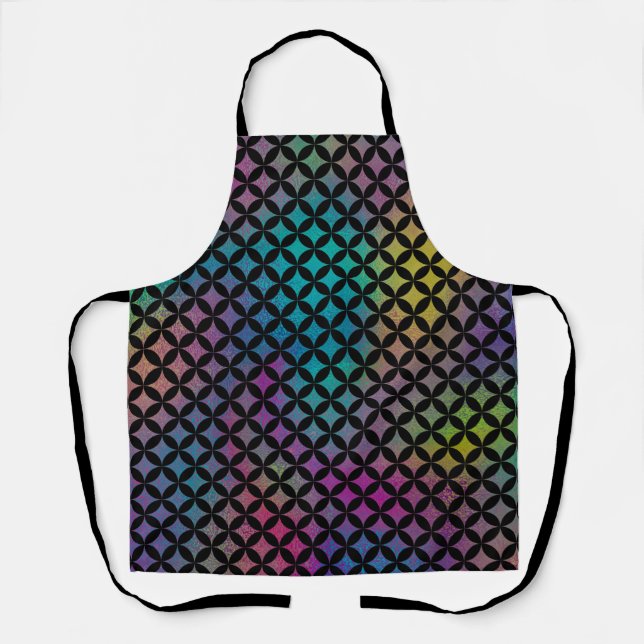 Elegant Modern Abstract Colourful Diamonds Pattern Apron (Front)