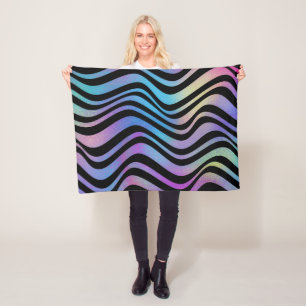 Elegant Modern Abstract Colourful Glitter Waves Fleece Blanket