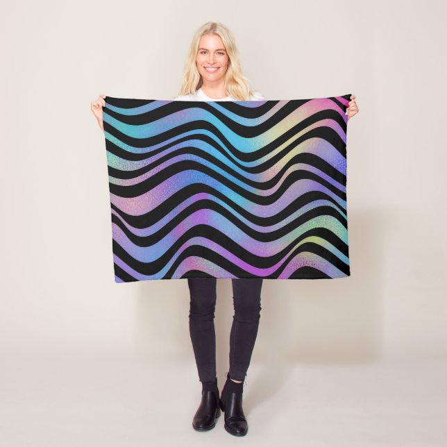 Elegant Modern Abstract Colourful Glitter Waves | Fleece Blanket (In Situ)