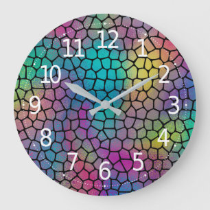 Elegant Modern Abstract Colourful Mosaic Pattern Large Clock