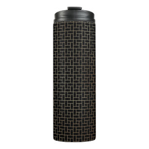 Elegant Modern Abstract Gold Basket Weave Pattern Thermal Tumbler
