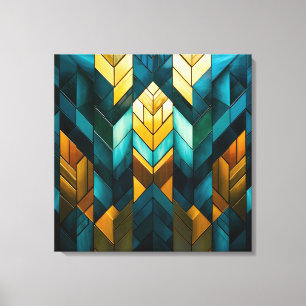 Elegant Modern Abstract Gold Teal Geometric Canvas Print