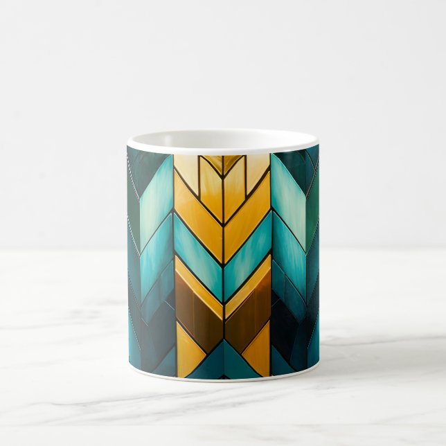 Elegant Modern Abstract Gold Teal Geometric Coffee Mug (Center)