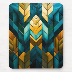 Elegant Modern Abstract Gold Teal Geometric Mouse Pad